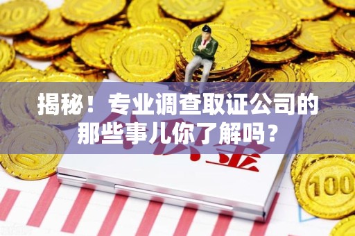 晋江揭秘！专业调查取证公司的那些事儿你了解吗？
