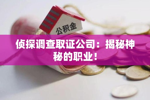 晋江侦探调查取证公司：揭秘神秘的职业！