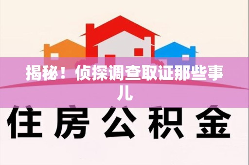 晋江揭秘！侦探调查取证那些事儿