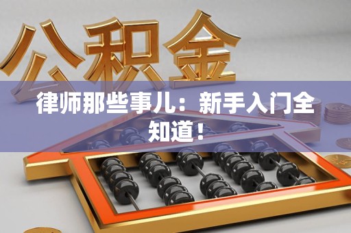 晋江律师那些事儿：新手入门全知道！