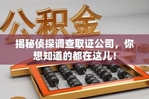 晋江揭秘侦探调查取证公司，你想知道的都在这儿！