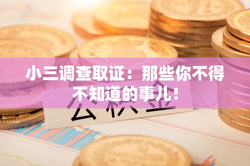 晋江小三调查取证：那些你不得不知道的事儿！