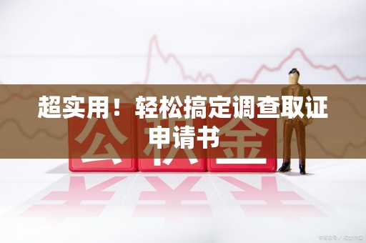 晋江超实用！轻松搞定调查取证申请书