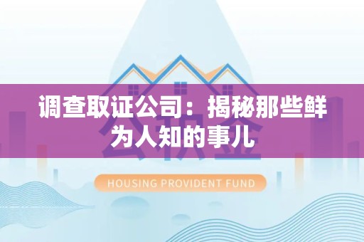 晋江调查取证公司：揭秘那些鲜为人知的事儿