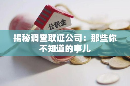 晋江揭秘调查取证公司：那些你不知道的事儿