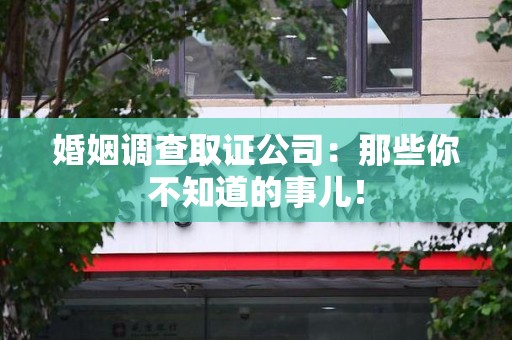 晋江婚姻调查取证公司：那些你不知道的事儿！