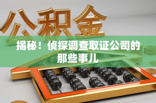 晋江揭秘！侦探调查取证公司的那些事儿