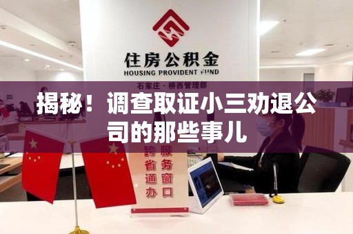 晋江揭秘！调查取证小三劝退公司的那些事儿