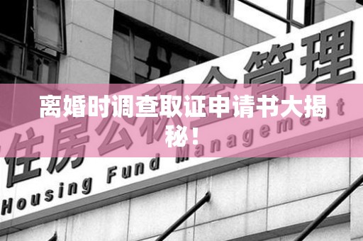 晋江离婚时调查取证申请书大揭秘！