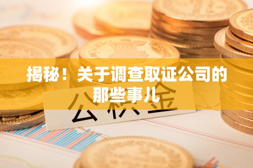 晋江揭秘！关于调查取证公司的那些事儿